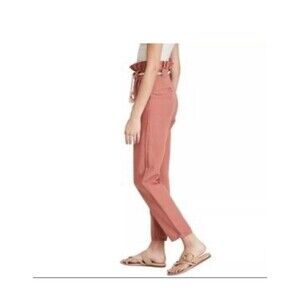 Veronica Beard Karter Paperbag Linen Blend Casual Crop Pants Mocha woman’s 12